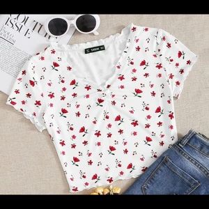 A white top with roses!